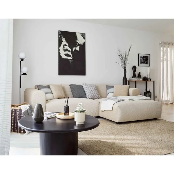 LISA DESIGN Aumance - Canapé D'angle Droit 4 Places - En Velours Côtelé Beige