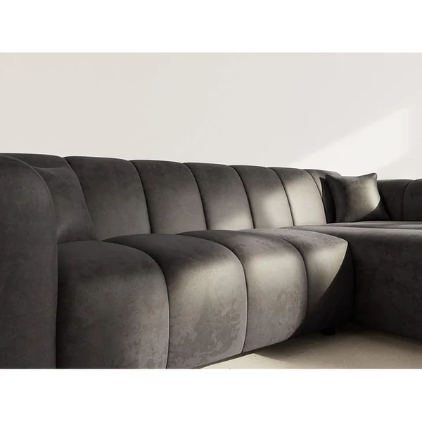 LISA DESIGN Canapé Angle Droit Convertible 4 Places Curtis En Simili Noir