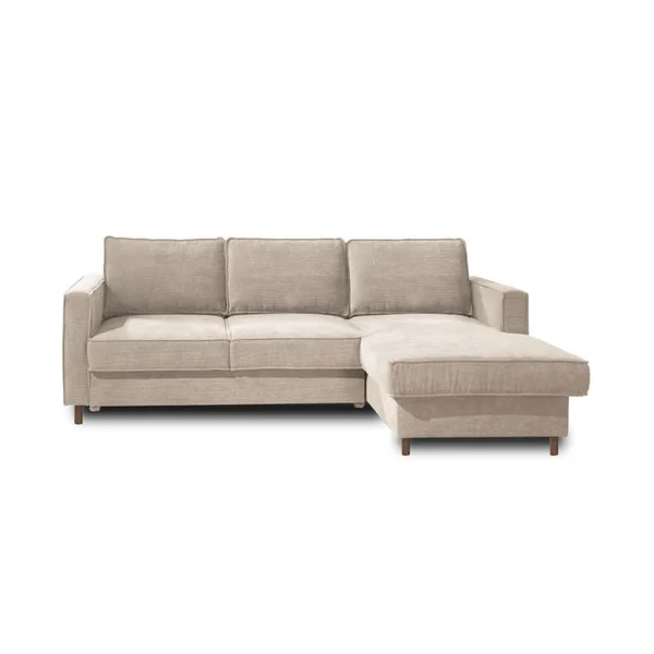 LISA DESIGN Canapé Angle Droit Convertible 4 Places Jake En Velours Côtelé Beige