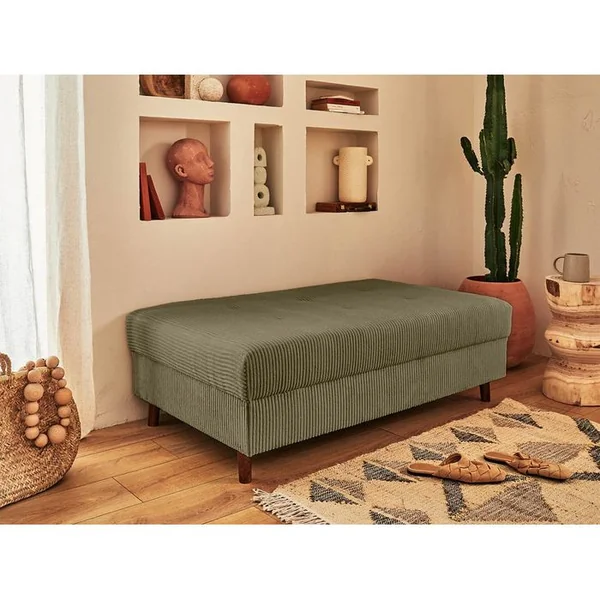 LISA DESIGN Canapé Angle Gauche Convertible 4 Places Rune En Velours Côtelé Vert