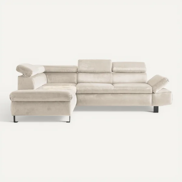 LISA DESIGN Canapé Angle Gauche Convertible 5 Places Nairobi En Velours Beige