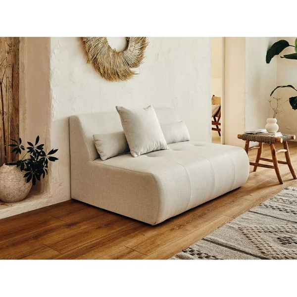 LISA DESIGN Canapé Angle Gauche Convertible 7 Places Onyx En Tissu Beige