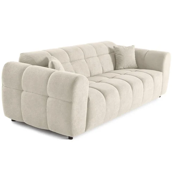 LISA DESIGN Canapé Convertible 3 Places Ray En Tissu Texturé Beige