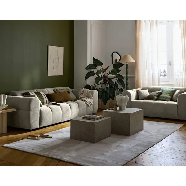 LISA DESIGN Canapé Convertible 3 Places Ray En Tissu Texturé Gris