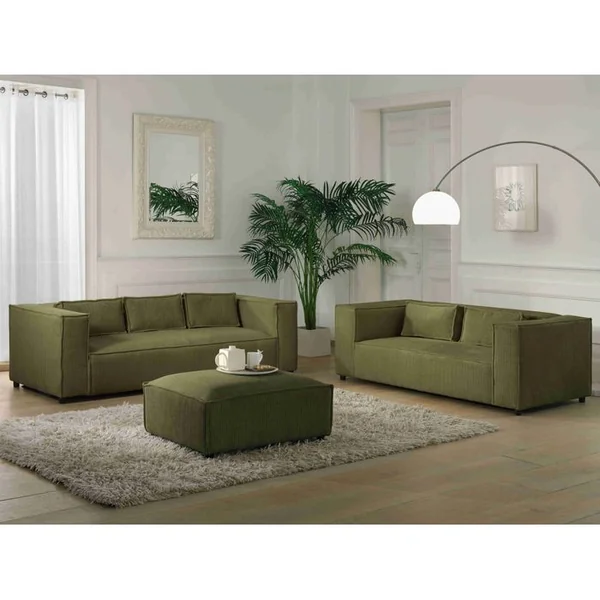 LISA DESIGN Canapé Convertible 3 Places Stella En Velours Côtelé Vert