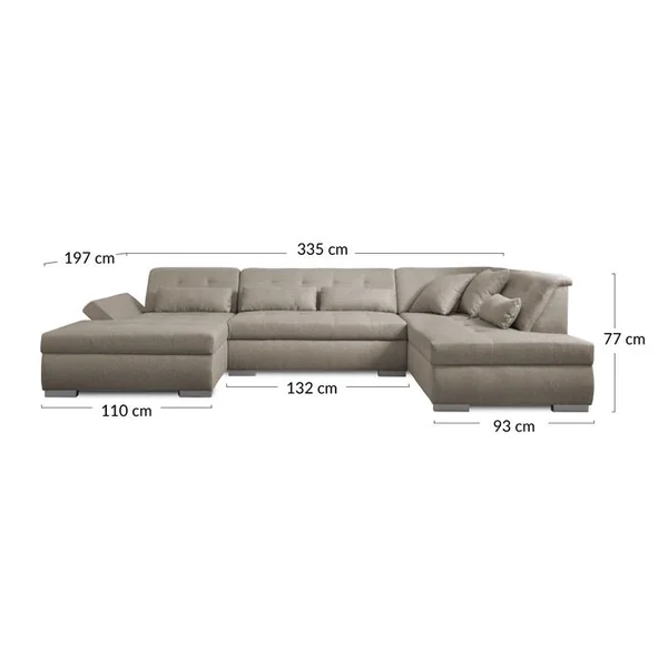 LISA DESIGN Canapé Panoramique D'angle Droit - 7 Places - XXL Blanc / Gris