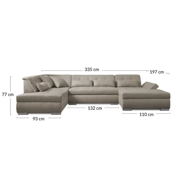 LISA DESIGN Canapé Panoramique D'angle Gauche - 7 Places - XXL Beige