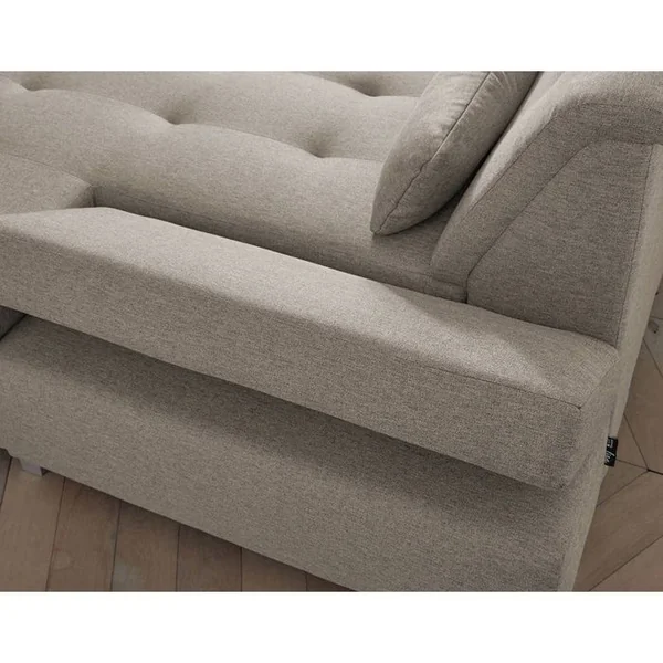LISA DESIGN Canapé Panoramique D'angle Gauche - 7 Places - XXL Beige