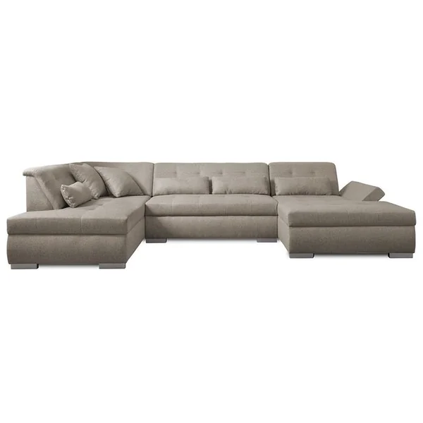 LISA DESIGN Canapé Panoramique D'angle Gauche - 7 Places - XXL Beige