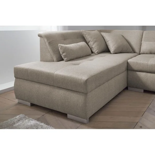 LISA DESIGN Canapé Panoramique D'angle Gauche - 7 Places - XXL Beige
