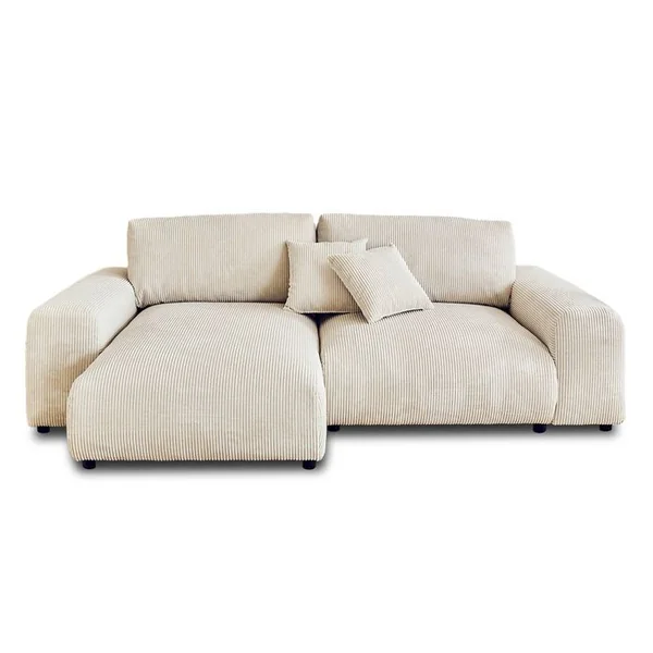 LISA DESIGN Garance - Canapé D'angle - 4 Places - En Velours Côtelé Beige