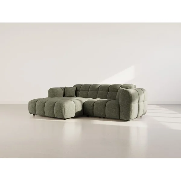 LISA DESIGN Mini Ray - Canapé D'angle Gauche 4 Places En Tissu Texturé