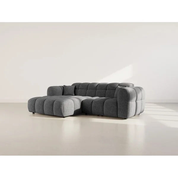LISA DESIGN Mini Ray - Canapé D'angle Gauche 4 Places En Tissu Texturé