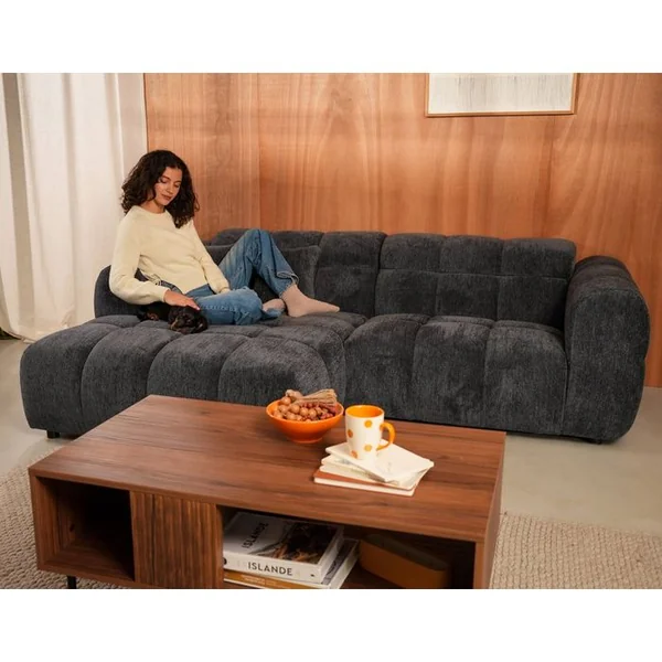 LISA DESIGN Mini Ray - Canapé D'angle Gauche 4 Places En Tissu Texturé