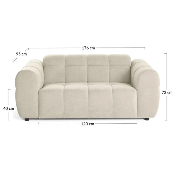 LISA DESIGN Ray - Canapé Droit 2 Places En Tissu Texturé Beige