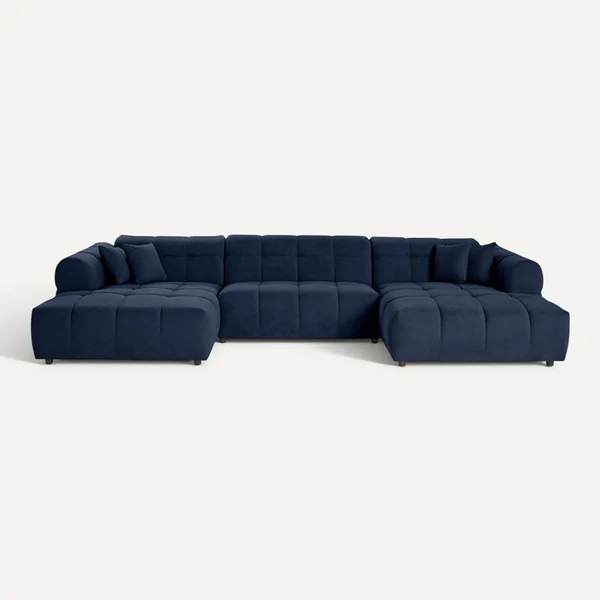 LISA DESIGN Ray - Canapé Panoramique En U 7 Places En Tissu Texturé