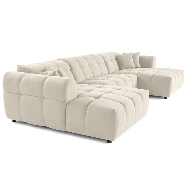 LISA DESIGN Ray - Canapé Panoramique En U 7 Places En Tissu Texturé