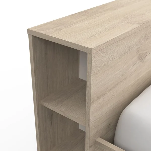 Lit 140x190 cm avec rangements tiroirs POCKET imitation chêne