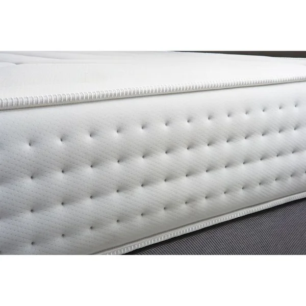 LITIER DELUXE Ensemble Le Vingt-quatre 200 X 200 Double Sommiers Blanc - Ressorts Ensachés Et Mémoire De Forme