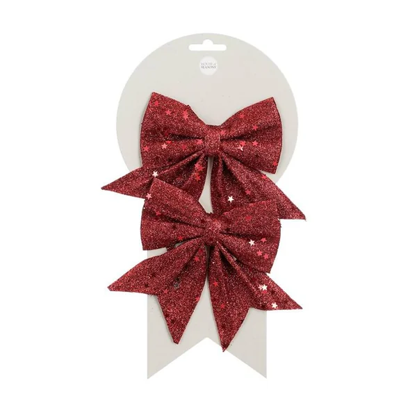 Lot de 2 nœuds décoratifs rouge foncé - 12 x 13 cm