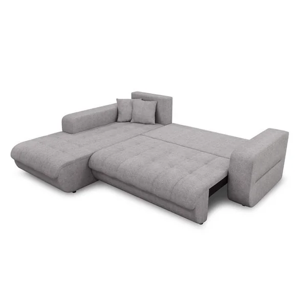 LOUNGITUDE Canapé D'angle Suzie Convertible En Tissu - Angle Gauche, Gris Clair
