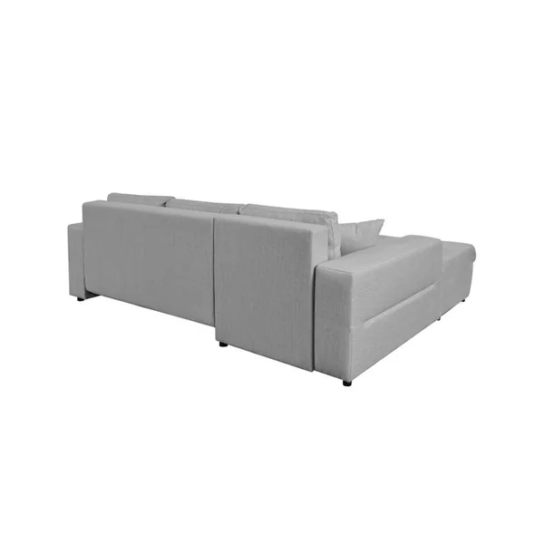 LOUNGITUDE Canapé D'angle Suzie Convertible En Tissu - Angle Gauche, Gris Clair