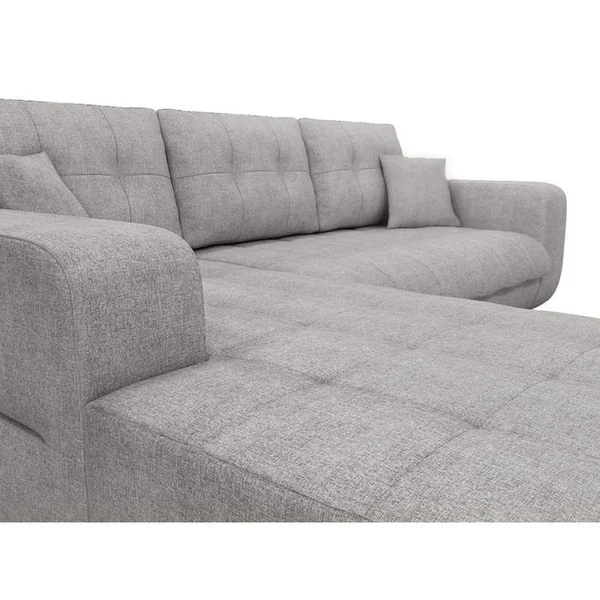 LOUNGITUDE Canapé D'angle Suzie Convertible En Tissu - Angle Gauche, Gris Clair