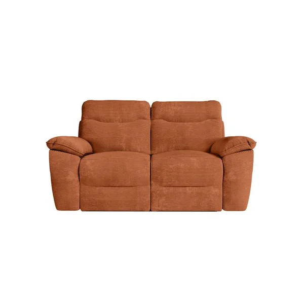 LOUNGITUDE Pack - Canapé De Relaxation Ross Manuel 2 Places Et Fauteuil En Velours Côtelé - Terracotta