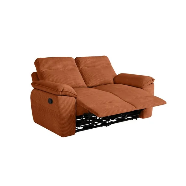 LOUNGITUDE Pack - Canapé De Relaxation Ross Manuel 2 Places Et Fauteuil En Velours Côtelé - Terracotta