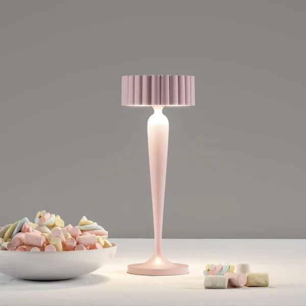 LUMISKY Lampe De Table Sans Fil Touch Aluminium Twiggy Rose H26 Cm