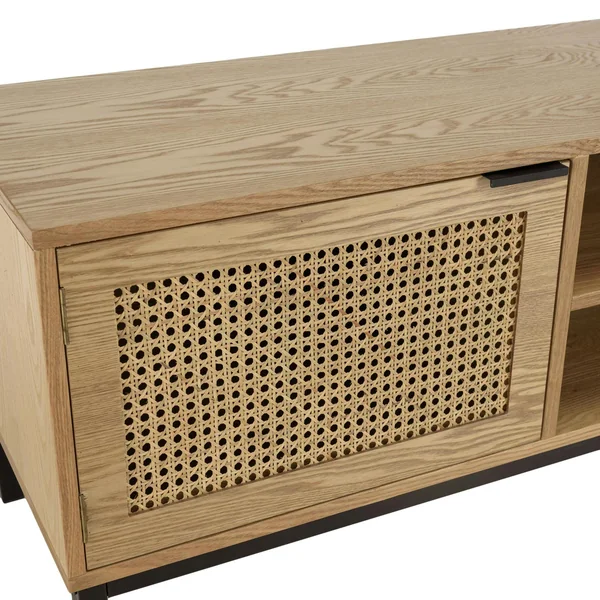 Meuble TV 147 cm 2 portes cannage rotin naturel PALMA