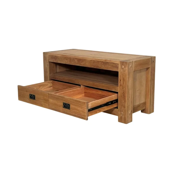 Meuble TV bois de chêne 2 tiroirs FJORD