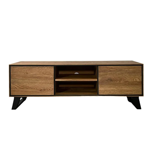 Meuble tv en bois de chêne brun et pieds obliques PALERME
