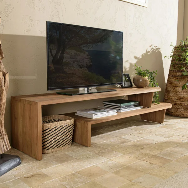 Meuble TV extensible et modulable en teck recyclé SWING