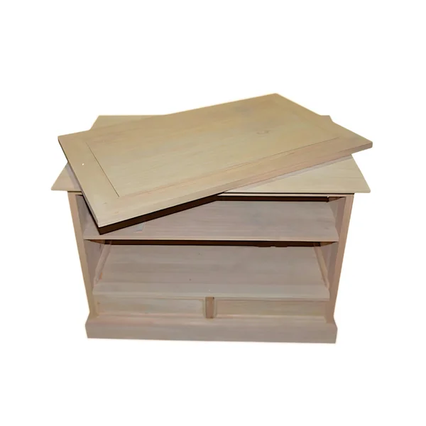 Meuble TV Hévéa plateau tournant, 2 tiroirs, 2 niches 83x50x62cm TRADITION