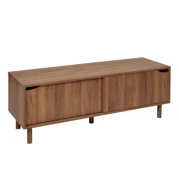 Meuble TV L.120 cm 2 portes coulissantes SLIDY bois foncé
