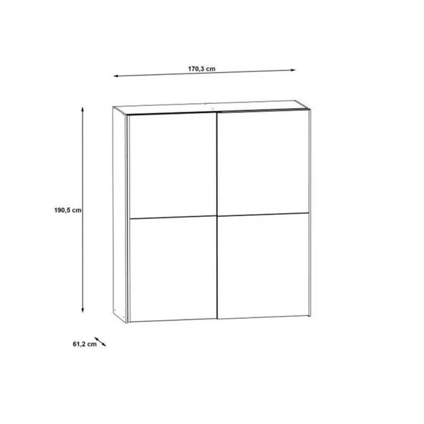 MEUBLETMOI Armoire 2 Portes Coulissantes 5 Tablettes Décor Chêne Miroir - Jeik