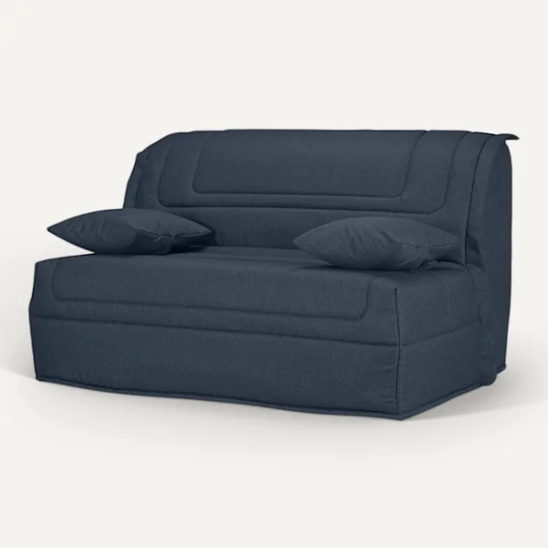 MEUBLETMOI Banquette Lit BZ 140x190 Cm Tissu Gris Foncé Et Matelas 12 Cm – Buzzy