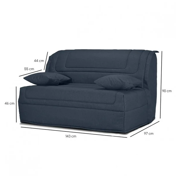 MEUBLETMOI Banquette Lit BZ 140x190 Cm Tissu Gris Foncé Et Matelas 12 Cm – Buzzy