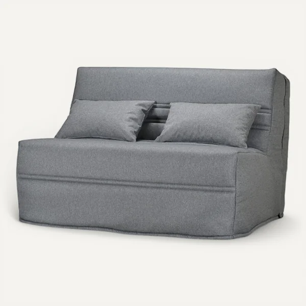 MEUBLETMOI Banquette Lit BZ 140x200 Cm En Tissu Gris Et Matelas 15 Cm - Anatole
