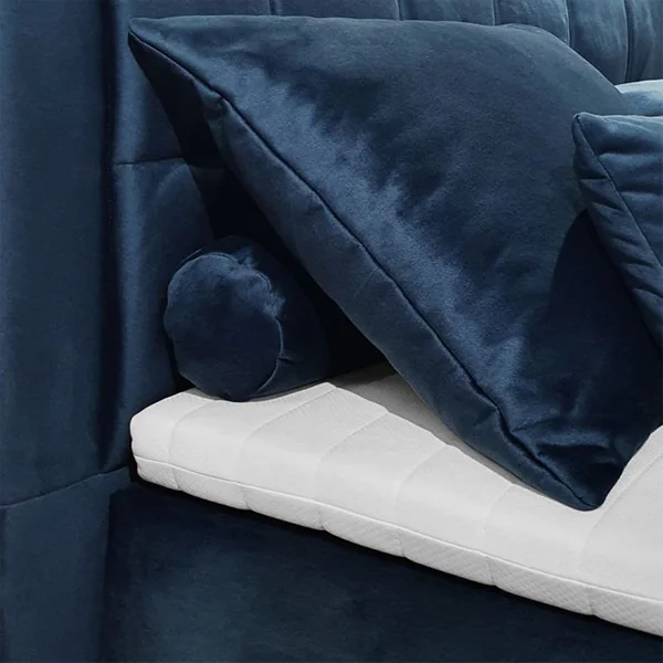 MEUBLETMOI Lit Boxspring 160x200 Cm Velours Bleu 2 Coffres Latéraux - Riven