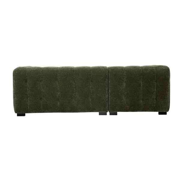 MILIBOO Canapé D'angle Gauche Design 3 Places En Tissu Effet Velours Vert Kaki Corto