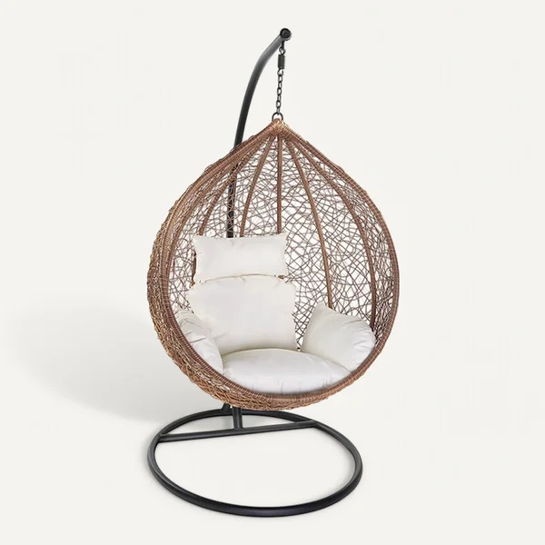 MILIBOO Fauteuil Suspendu Rotin Sur Pied En Résine Et Métal Noir Mojo