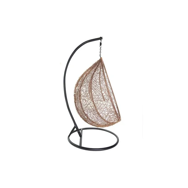 MILIBOO Fauteuil Suspendu Rotin Sur Pied En Résine Et Métal Noir Mojo