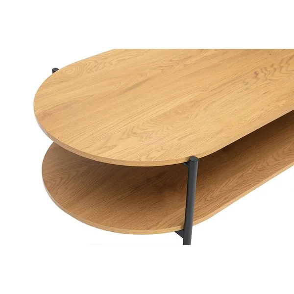 MILIBOO Table Basse Ovale Finition Bois Clair Chêne Et Métal L115 Cm Bruna