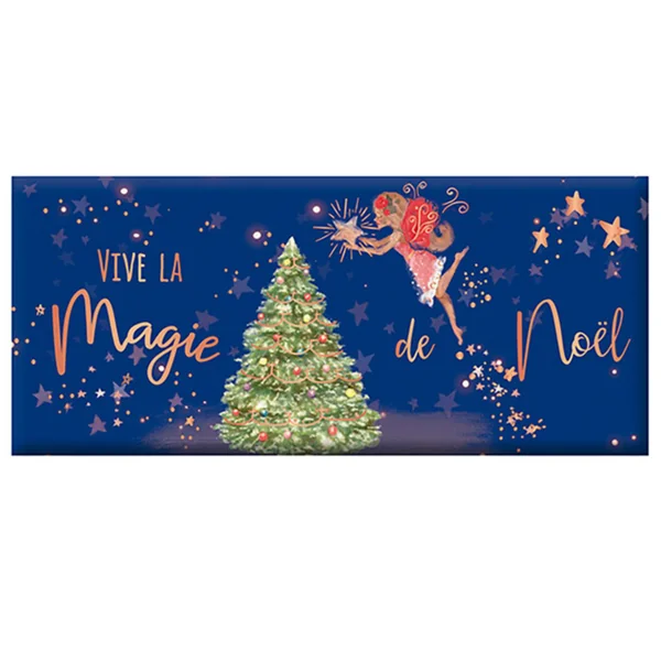 Mini tablette de chocolat au lait « Vive la magie de Noël » Art Grafik