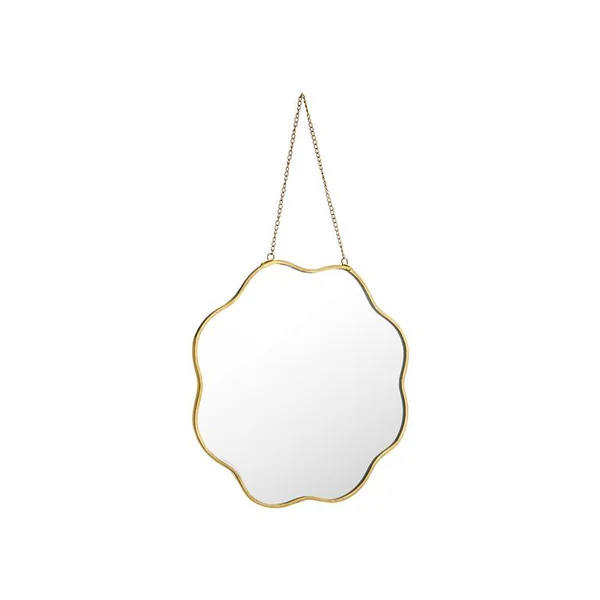 Miroir forme fleur en verre cerclé de métal doré petit modèle - 20 x 33 cm