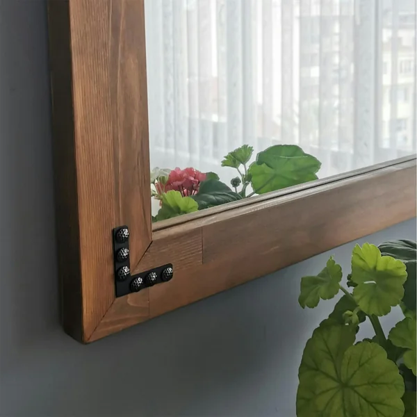 Miroir mural en bois brun - format horizontal HILO