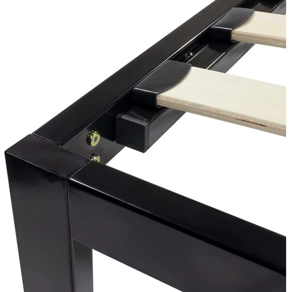 MONMOBILIERDESIGN Basi Sommier à Lattes Avec Pieds En Acier Robuste 160x200 Cm Noir