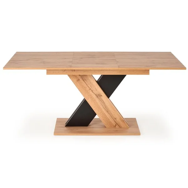 MSO Table De Salle à Manger Extensible Avec Pied Central Bicolore Et Plateau Aspect Chêne Apodis